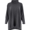 oversized jumper with turtle neck in graphite colour back view
