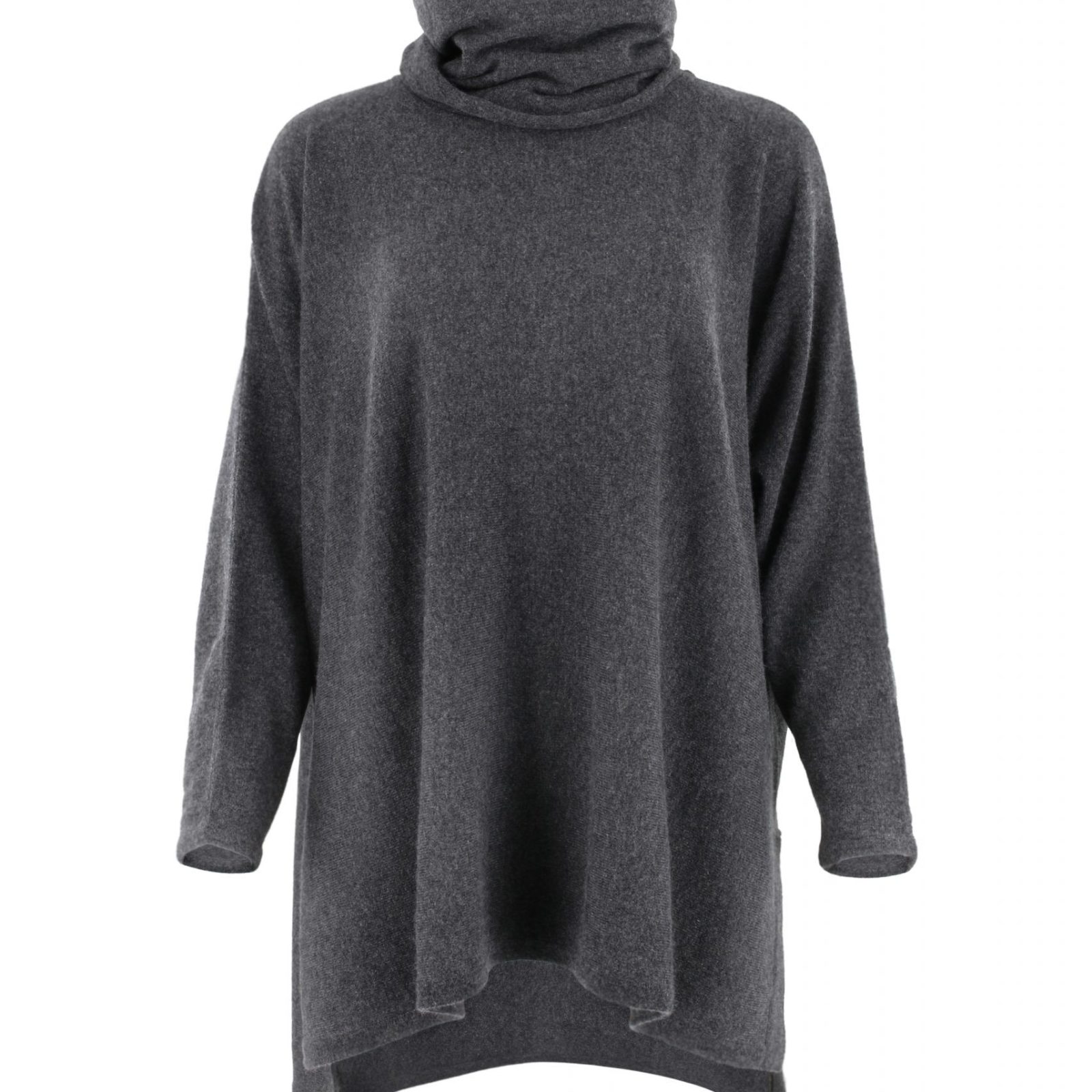 oversized jumper with turtle neck in graphite colour back view