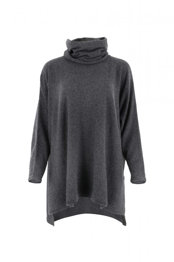 oversized jumper with turtle neck in graphite colour back view