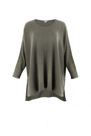 tunic top in fir green colour and long sleeves front view