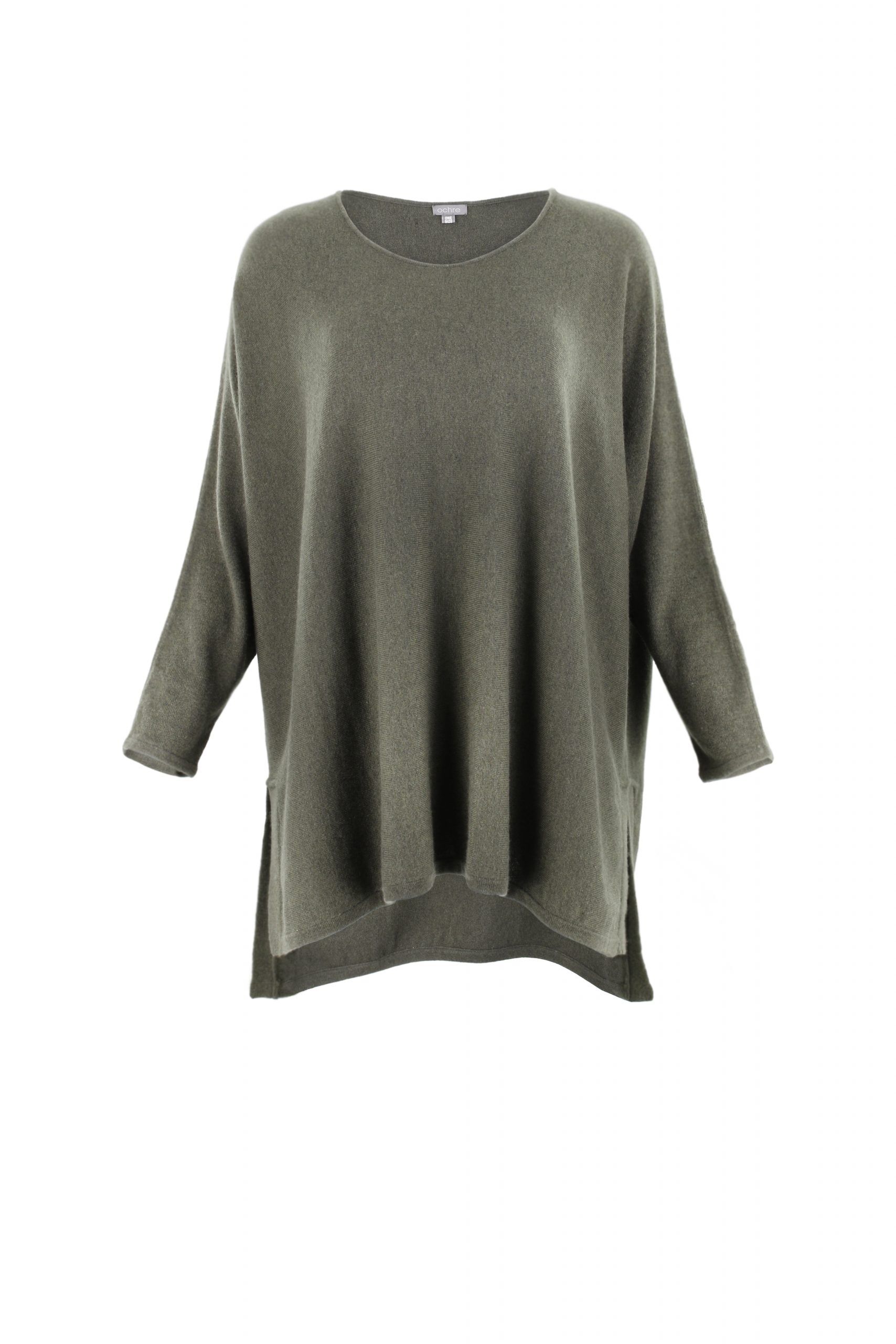 tunic top in fir green colour and long sleeves front view