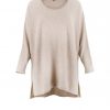 tunic top in oatmeal colour and long sleeves front view