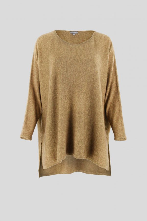 tunic top in olive colour and long sleeves front view