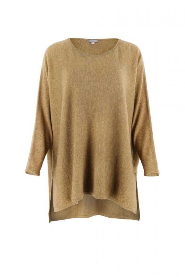 tunic top in olive colour and long sleeves front view