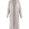 long hooded cardigan in mushroom colour front view