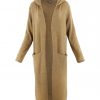long hooded cardigan in olive colour front view