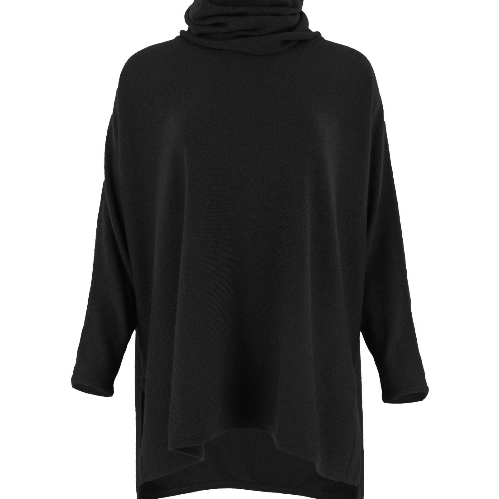 oversized jumper with turtle neck in black colour front view