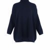 oversized jumper with long sleeves in navy colour front view