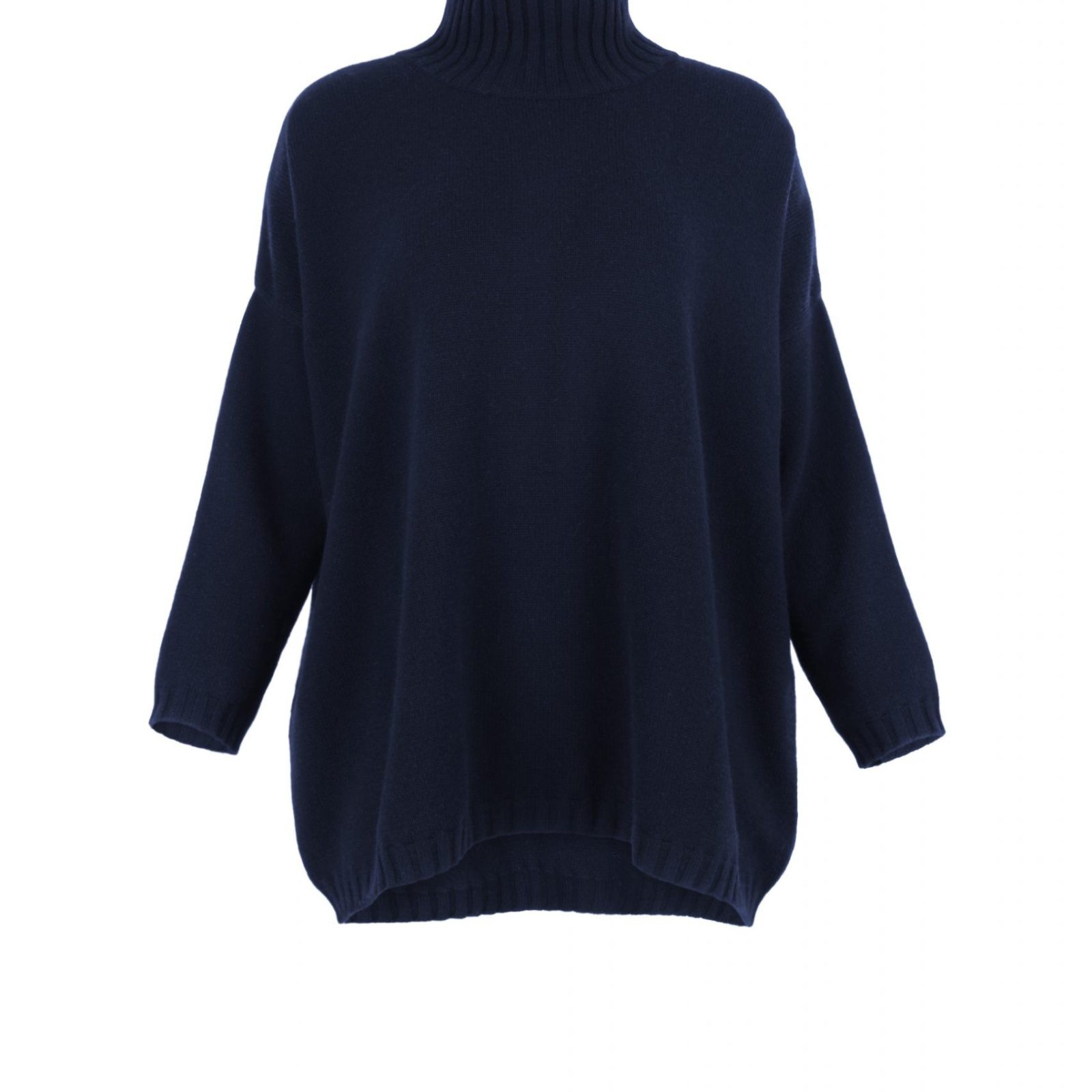 oversized jumper with long sleeves in navy colour front view
