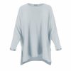 tunic top with long sleeves and turtle neck in cloud blue colour front view