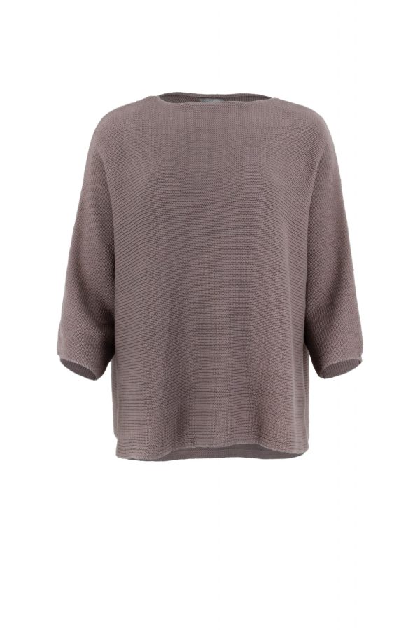organic cotton jumper in stone marl colour front view