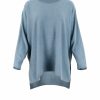 tunic top with long sleeves and turtle neck in teal colour front view