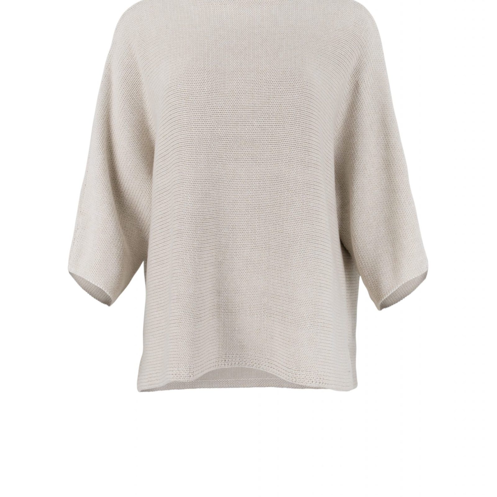 organic cotton jumper in stone marl colour front view