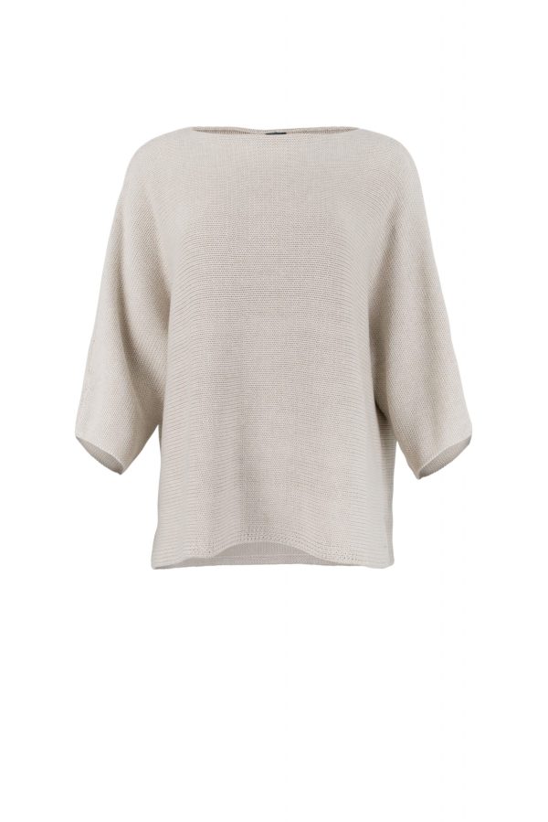 organic cotton jumper in stone marl colour front view