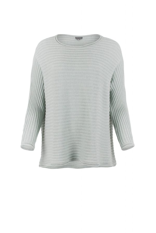 cotton jumper with long sleeves boat neck in mercury colour front view