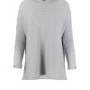 cotton jumper with long sleeves boat neck in silver marl colour front view
