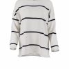 striped jumper with long sleeves in natural colour and navy stripes, front view