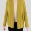 shawl collar cardigan in moss colour front view