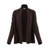shawl collar cardigan in bitter chocolate colour front view