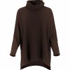 oversized jumper with turtle neck in bitter chocolate colour front view
