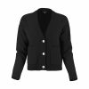 cardigan with buttons and 2 patched pockets in black colour front view