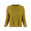 a boat neck jumper in moss colour, front view