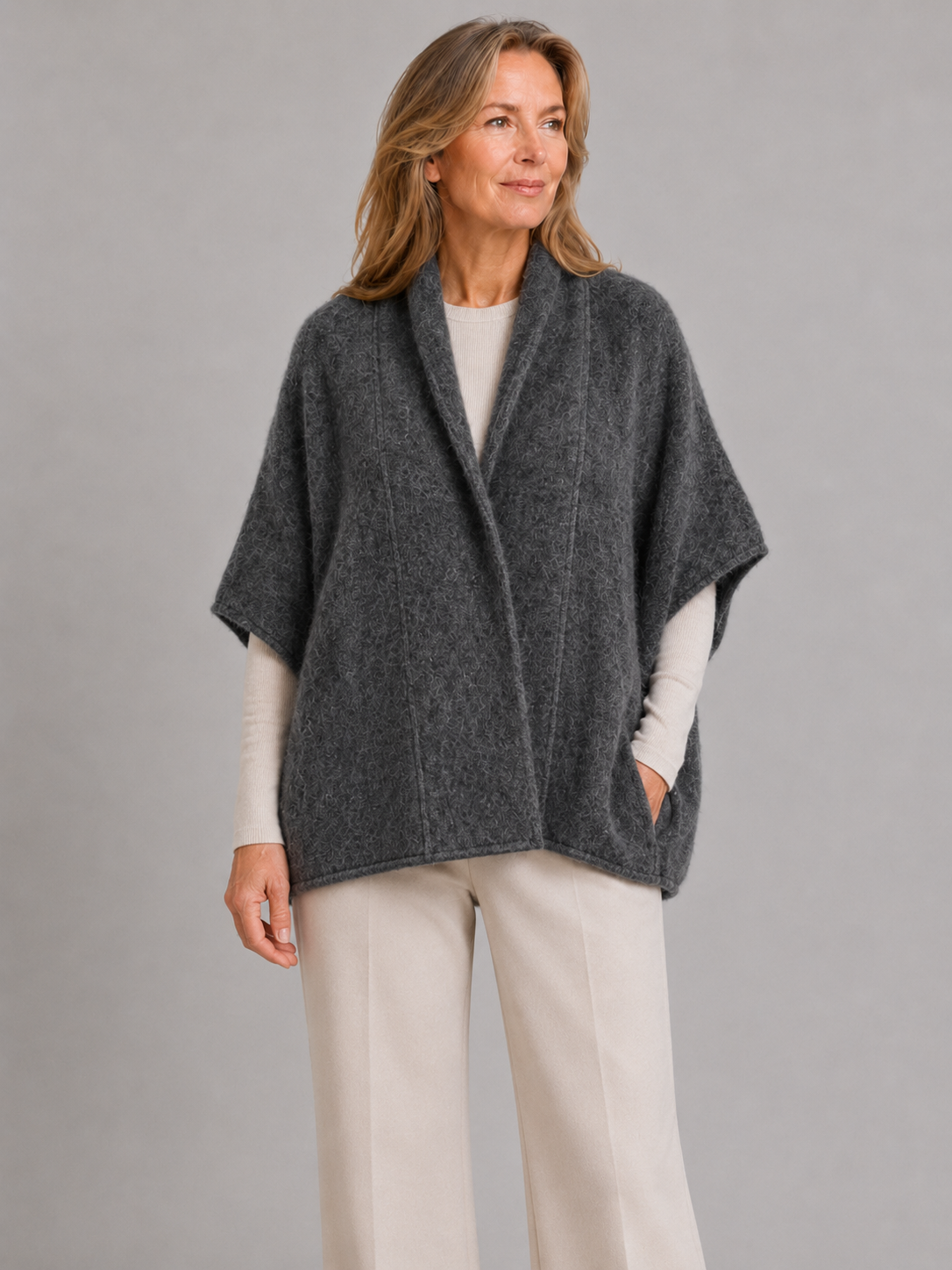 samba-mohair-cardigan-charcoal-colour-front-view - Ochre Knitwear
