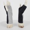 wrist warmers in two contrasting graphite and silver marl colours
