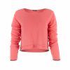 jumper with long sleeves, scooped neckline and double bodice layer in coral colour