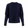 jumper with round neck, raglan sleeves and side slit, rib on cuffs and hem in navy colour - front view