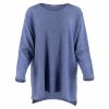 tunic top with long sleeves and turtle neck in denim colour front view
