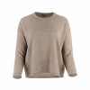 a boat neck jumper with long sleeves in mocha colour, front view