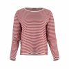 cotton striped jumper with long sleeve and side split in natural and Persian colour, front view