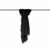 Black cashmere shawl with fringed edges, draped