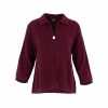 one button cardigan with collar, open front and long sleeves in burgundy colour, front view