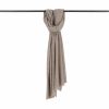 Fine Scarf in cappuccino melange—cashmere-blend knitted scarf, 1 cm fringe, 190×65 cm