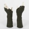 Long cable fingerless gloves in fir green – cashmere & lambswool, 28 cm