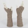 Long cable fingerless gloves in mocha – cashmere & lambswool, 28 cm