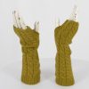 Long cable fingerless gloves in moss – cashmere & lambswool, 28 cm