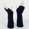 Long cable fingerless gloves in navy – cashmere & lambswool, 28 cm