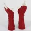 Long cable fingerless gloves in rust – cashmere & lambswool, 28 cm