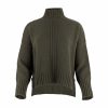 funnel neck jumper in Fir Green – front view with 6 cm centre-front rib detail