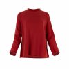 Shyla jumper in rust — round neck, raglan sleeve, rolled edges (front)