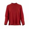 jumper with long sleeves and side split in rust colour made from cashmere, front view