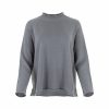 jumper with long sleeves and side split in smoke colour made from cashmere, front view