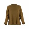 Shyla jumper in olive — round neck, raglan sleeve, rolled edges (front)