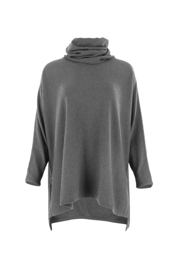 oversized jumper with turtle neck in smoke colour front view