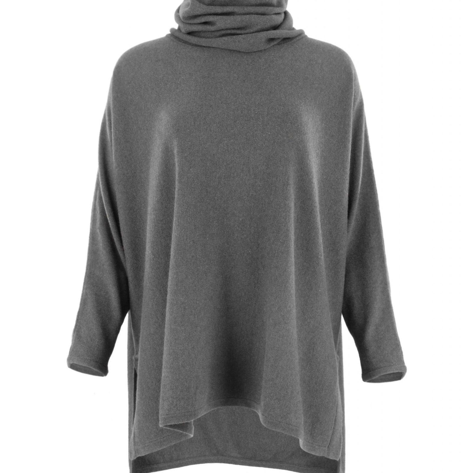 oversized jumper with turtle neck in smoke colour front view
