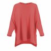 tunic top with long sleeves and turtle neck in geranium colour front view