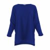 tunic top with long sleeves and turtle neck in sapphire colour front view
